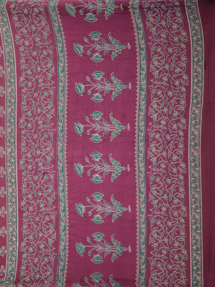 Purple Floral Design Cotton Saree - Diadem