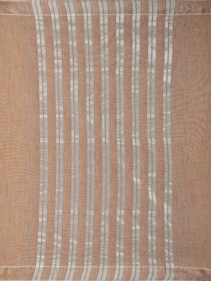 Light Orange With Designed Border Cotton Saree - Diadem