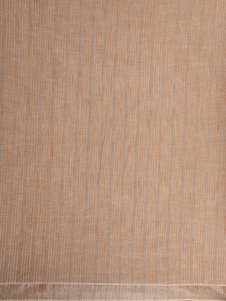 Light Orange With Designed Border Cotton Saree - Diadem