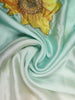 Pale Green Sun Flower Designed Satin Fancy Saree