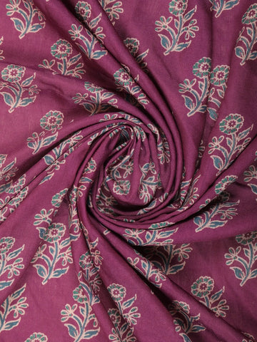 Purple Floral Design Cotton Saree - Diadem