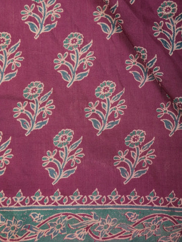 Purple Floral Design Cotton Saree - Diadem