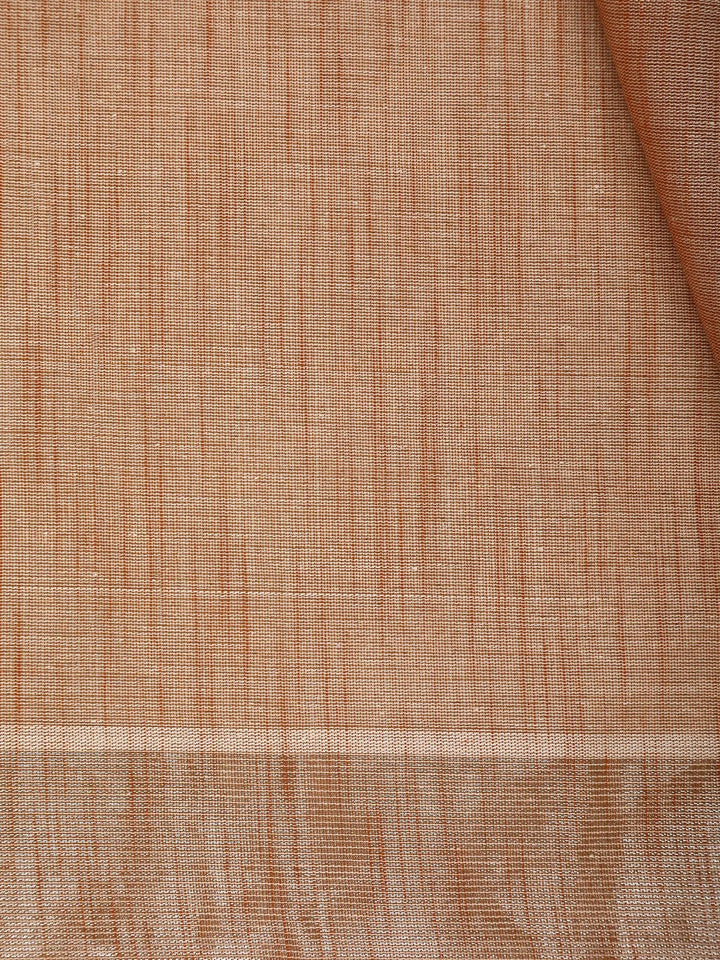 Light Orange With Designed Border Cotton Saree - Diadem