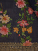 Navy Blue Floral Designed Chanderi Cotton Saree - Diadem