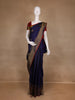 Navy Blue With Red Border Zari Butta Kanchipuram Silk Saree