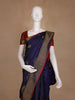 Navy Blue With Red Border Zari Butta Kanchipuram Silk Saree