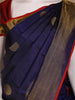 Navy Blue With Red Border Zari Butta Kanchipuram Silk Saree