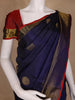 Navy Blue With Red Border Zari Butta Kanchipuram Silk Saree