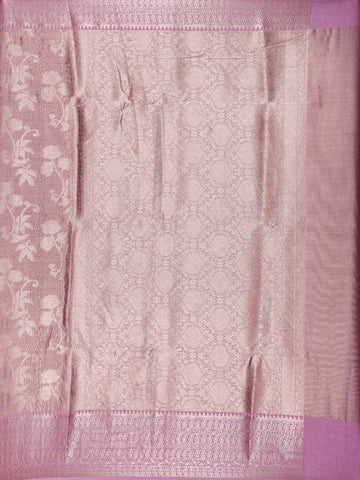 Pink Floral Design Semi Tissue Saree - Diadem