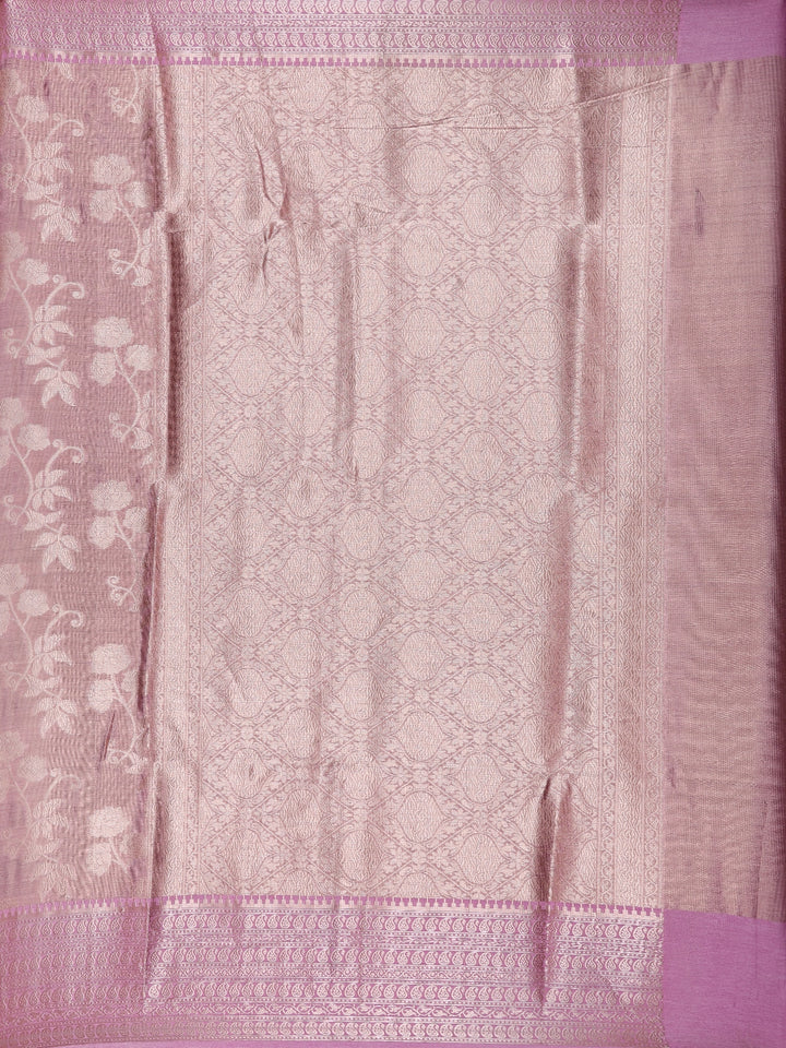 Pink Floral Design Semi Tissue Saree - Diadem