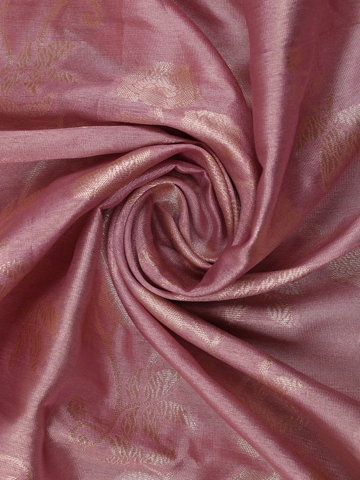 Pink Floral Design Semi Tissue Saree - Diadem