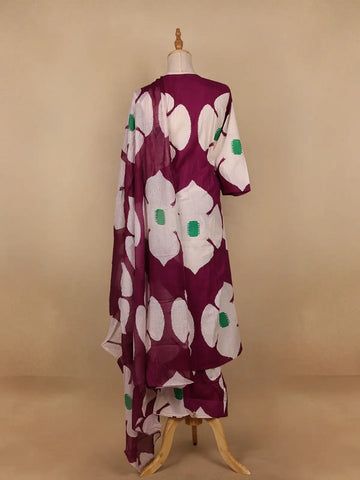 Red Floral Designed Cotton Salwar Suit - Diadem