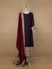 Dark Purple Floral Designed Crepe Anarkali Salwar Suit - Diadem