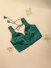 Bottle Green Silk Readymade Blouse with Sweetheart Neck and Sleeveless Design