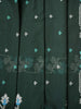 Dark Green Linen Cotton Saree with Floral Patterns on the Body with Designed Border