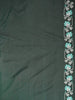 Dark Green Linen Cotton Saree with Floral Patterns on the Body with Designed Border