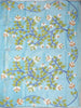 Sky Blue Linen Cotton Saree with Floral Designs on the Body with Designed Border