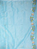 Sky Blue Linen Cotton Saree with Floral Designs on the Body with Designed Border