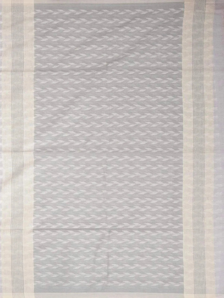 Pale Lilac Linen Cotton Saree with Floral Designs on the Body without Border - Diadem