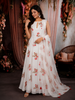 Off White Floral Printed Design Cotton Anarkali Salwar Suit with Dupatta