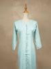 Sky Blue Cotton Kurtis Adorned With Stones and Plain Design without Dupatta