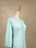 Sky Blue Cotton Kurtis Adorned With Stones and Plain Design without Dupatta