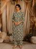 Soft Ivory Floral Printed Design Cotton Straight Cut Salwar Suit