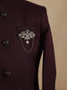 Wine Eagle Design Embroidered Polyester Sherwani and Pant Set
