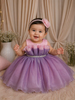 Dual Tone Purple and Pink Layered Design Textured Kids Party Wear Frock