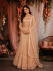 Light Peach Sequins Embroidered Net Mermaid Lehenga Set with One-Sleeve Choker Blouse