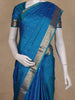 Teal Blue Small Butta Woven Kanchipuram Silk Saree with Zari Border