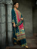 Peacock Blue Floral Printed Synthetic Palazzo Salwar Suit