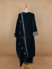 Blue Floral Designed Velvet Co Ord Salwar Suit - Diadem