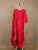 Bright Red Floral Embroidered Silk Cotton Salwar Suit
