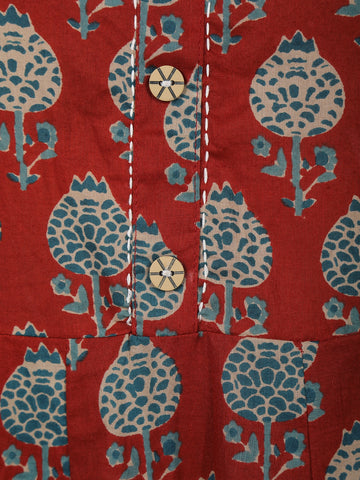 Maroon Floral Printed Cotton Salwar Suit - Diadem