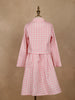 White and Pink Checkered Cotton Blend Skirt and Top Set