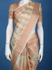 Peach Pastel Geometric Design Semi Tissue Saree