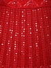 Red Sequins Embroidered Net Lehenga for Bridesmaids
