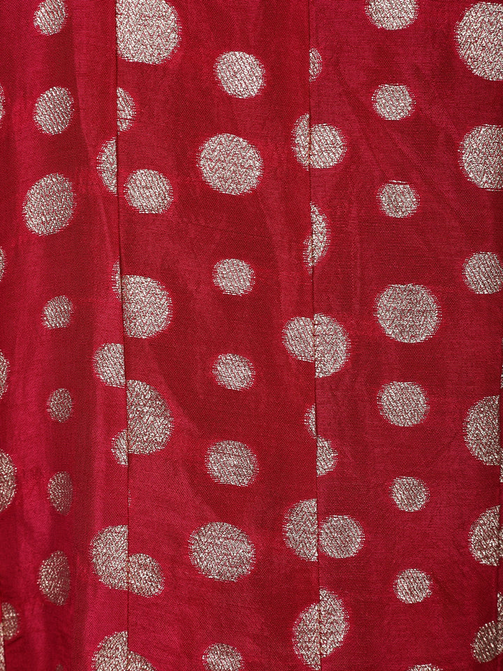 Cherry Red Sequins Embellished Banarasi Salwar Suit - Diadem