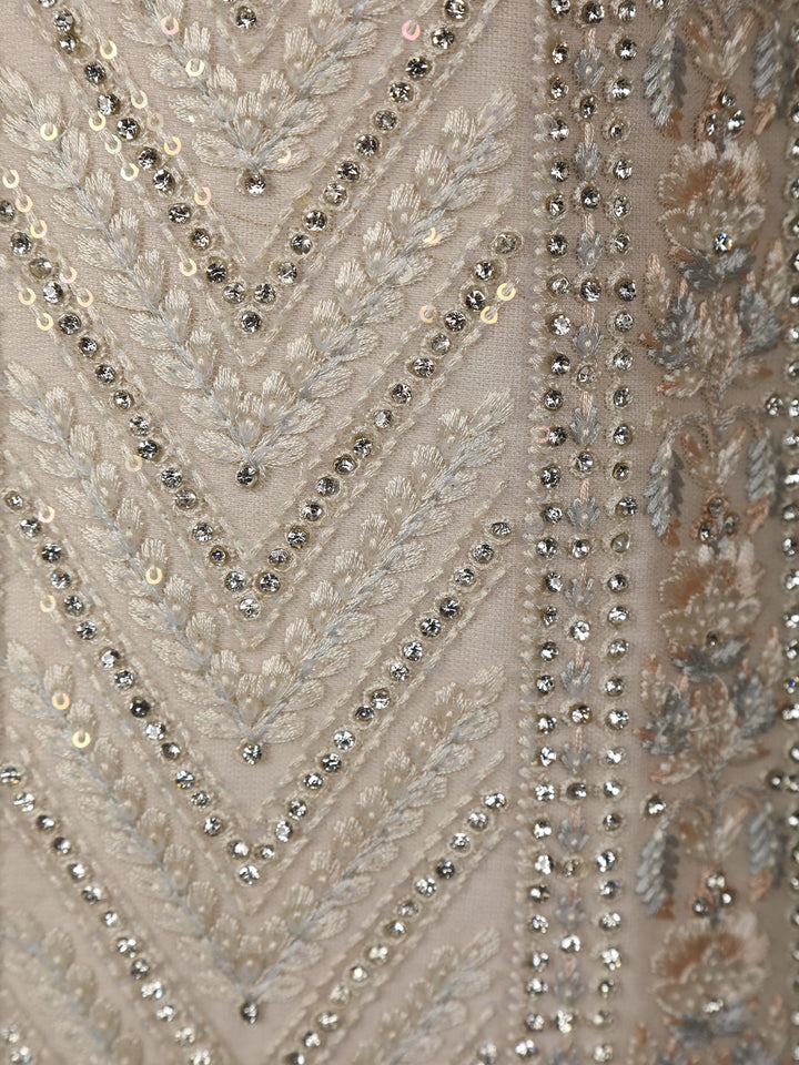 Cream Floral Embroidered Cotton Sherwani Suit - Diadem