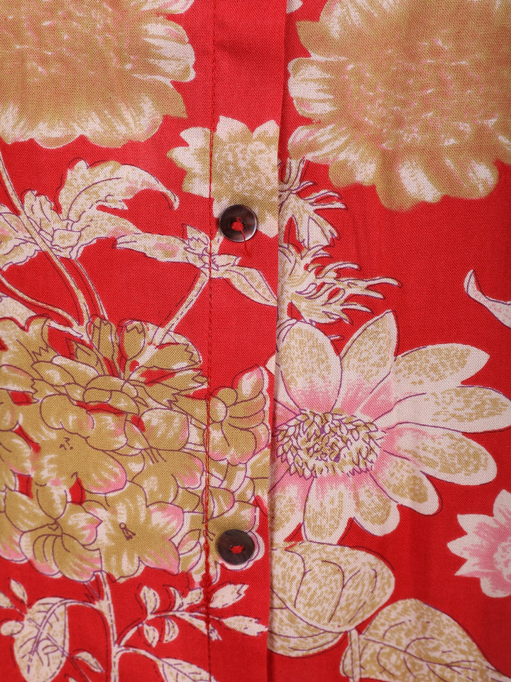 Red Floral Printed Chiffon Kurti - Diadem