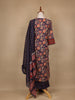 Navy Blue Floral Design Printed Cotton Salwar Suit - Diadem