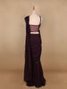 Dark Red Embroidery Crepe Ready To Wear Saree with Designer Blouse - Diadem