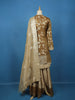 Brown Floral Designed Banarasi Sharara Salwar Suit