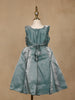 Teal Green Metallic Shine Party Frock with Oversized Glitter Floral Embellishment - Diadem