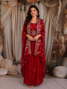 Rust Orange Floral Sequins and Zari Embroidered Design Satin Skirt Top With Over Coat