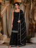 Classic Black Butta Zari Embroidered Design Silk Salwar Suit with Dupatta