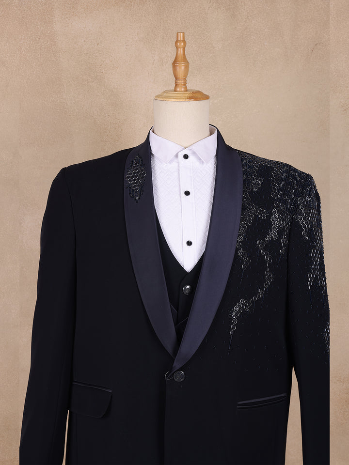 Blue Floral Designed Men's Suit - Diadem