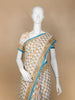 Off-White Floral Design Cotton Saree - Diadem