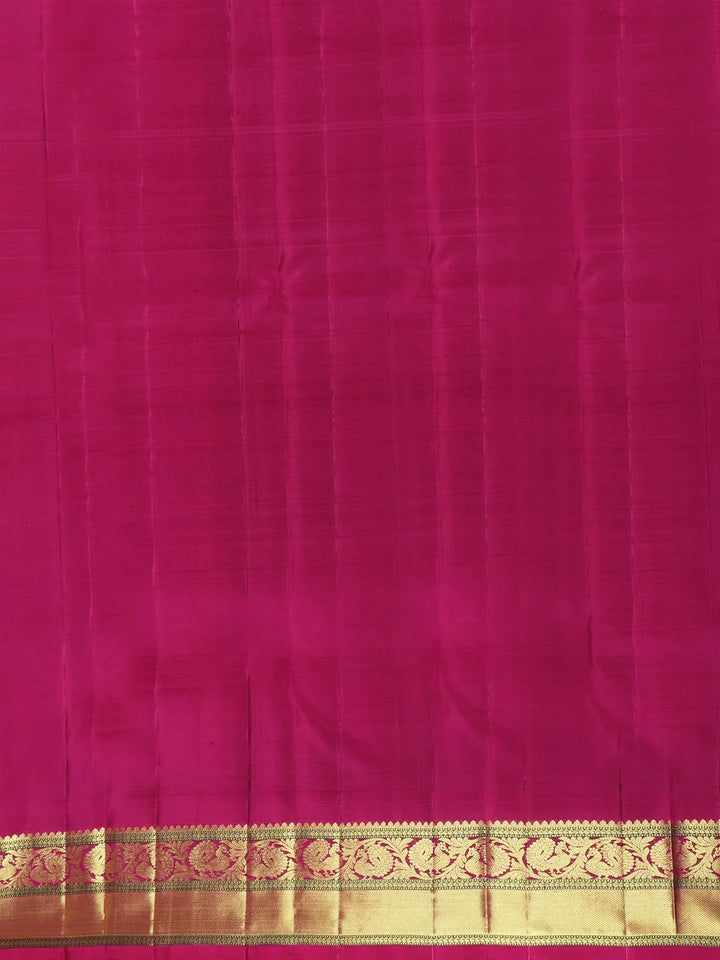 Dark Purple Floral Woven Pure Kanchipuram Silk Saree - Diadem
